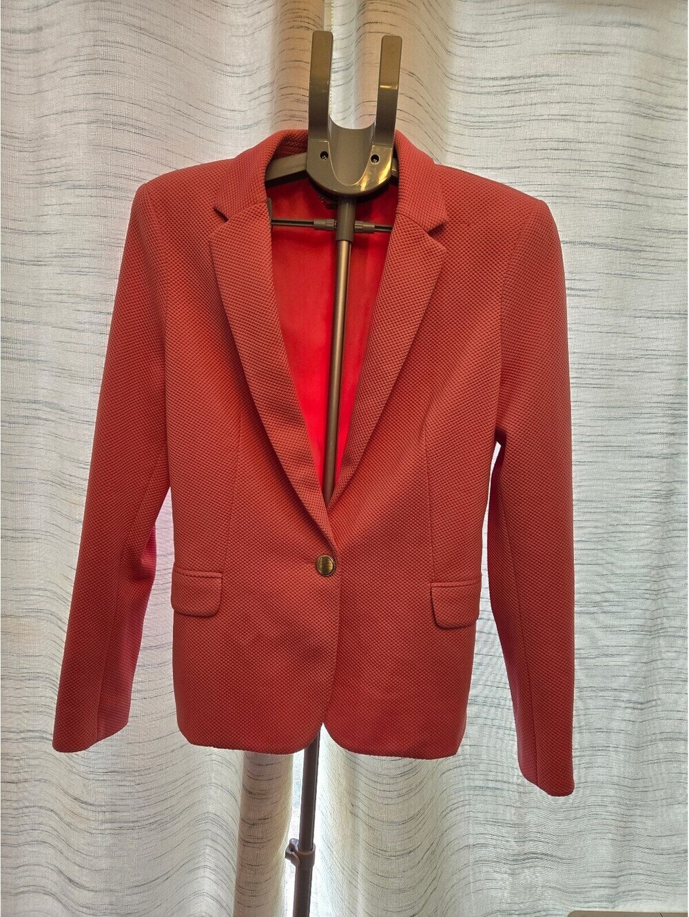 IMNYC Women's Pink Textured Blazer Gold Button Career Jacket Size 12 Barbiecore